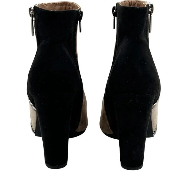 JustFab Remi Womens 7.5 Suede Block Heel Booties Pointed Toe Colorblock Zip Boot - Picture 10 of 16